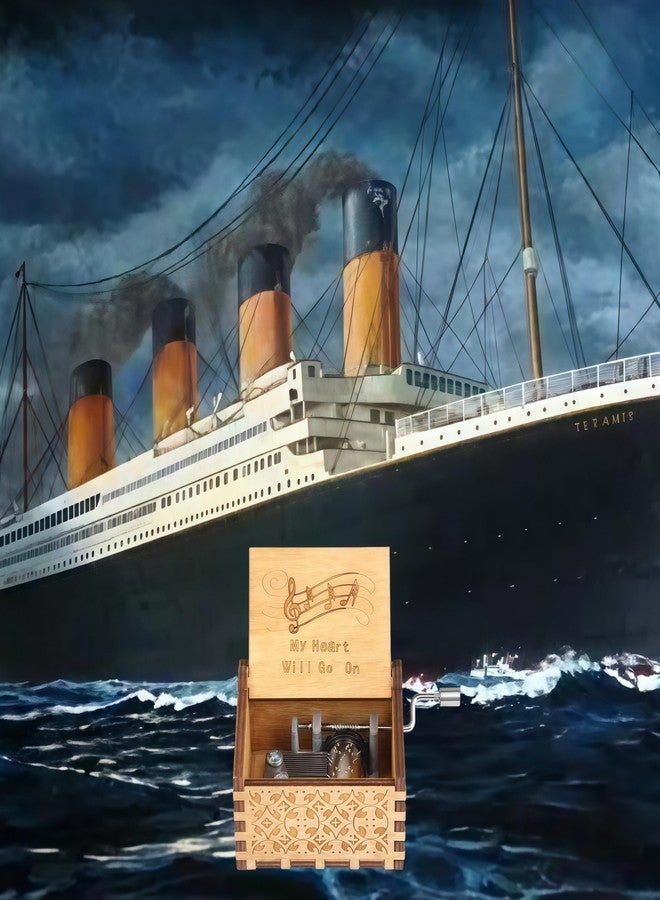 Biscount The Titanic Music Box Toy My Heart Will Go On Antique Carved Hand Crank Wooden Musical Box Toy - Image 5